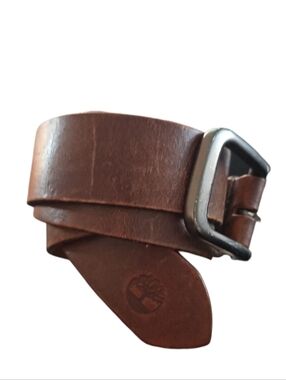 Timberland Leather Belt 32 Brown Made USA Classic Casual Minimalist Streetwear